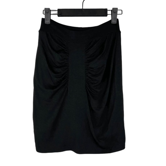 NWT Rachel Pally Black Ruched Gathered Front Modal Pencil Skirt Size Medium - Picture 1 of 5